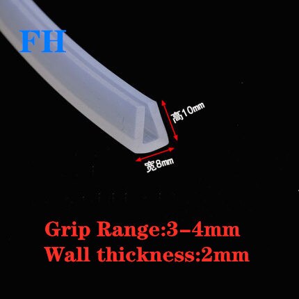 2 meters U-channel Silicone rubber shower door glass sealing tape Edge trim weathering edge guard: 8X10
