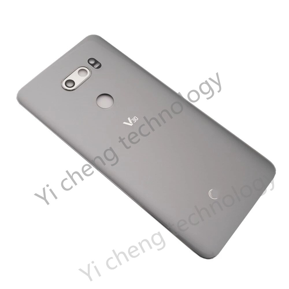 Cubierta trasera de batería para LG V30 + Plus H930 H930G, carcasa de Panel de vidrio para puerta trasera, con pegatina adhesiva, piezas de repuesto: Sliver With Lens