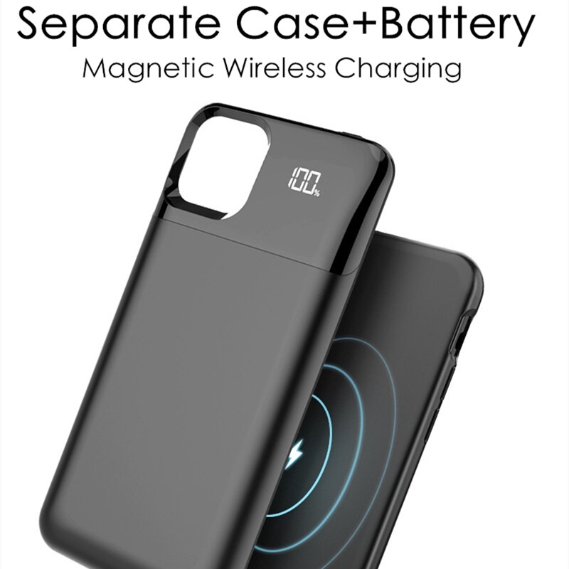 for iPhone 11 11 Pro Battery Charger Case 2 in 1 LED Display Thin Magnetic Wireless Powerbank for iPhone 11 Pro Max Battery Case