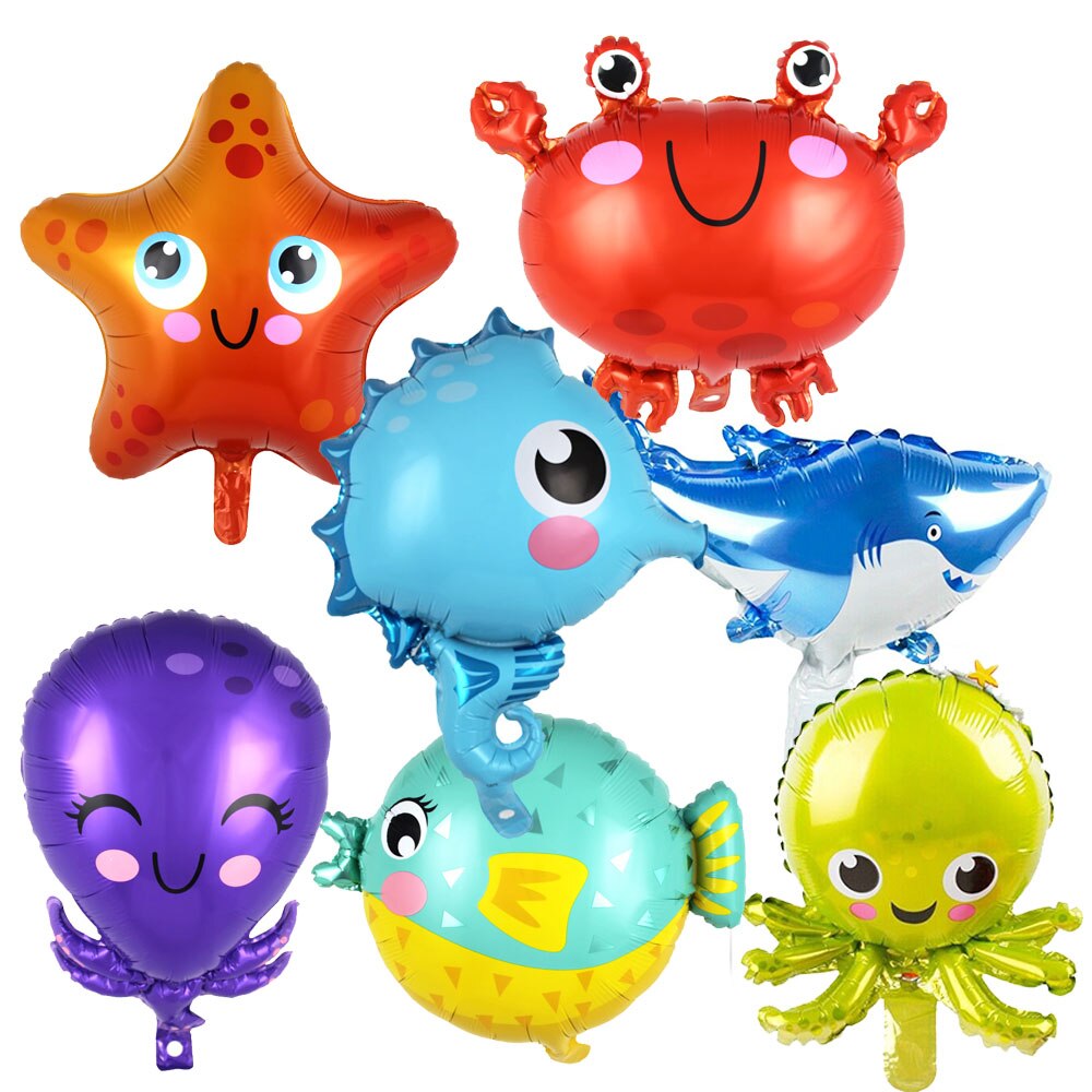 Oceaan Dier Ballonnen Sea World Folie Ballons Zee Octopus Shark Krab Haai Globefish Ballonnen Kid Speelgoed Verjaardagsfeestje Decoraties