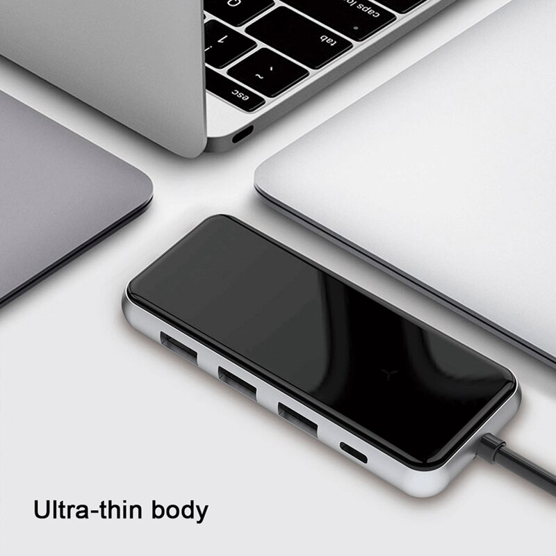 Usb c til hdmi adapter ,5- i -1 type c til hdmi 4k adapter  pd 87w hurtigoplader, til pro, luft type c enheder