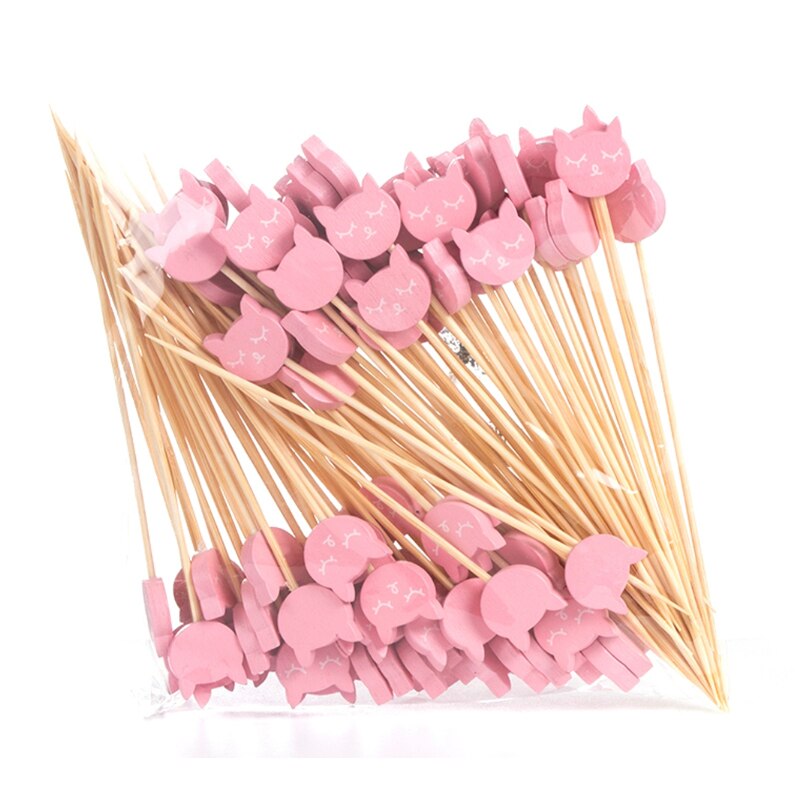 100PCS Cocktail Sticks Cute Toothpicks Fruit Food Picks For Kids Salad Dessert Sandwich Buffet Decorative Stick Kitchen Tools