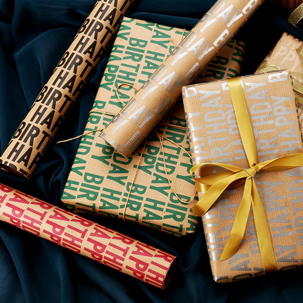 Thicken 1 Set Portable Happy Birthday Wrapping Paper Single-Sided Craft Papers Collapsible for Home