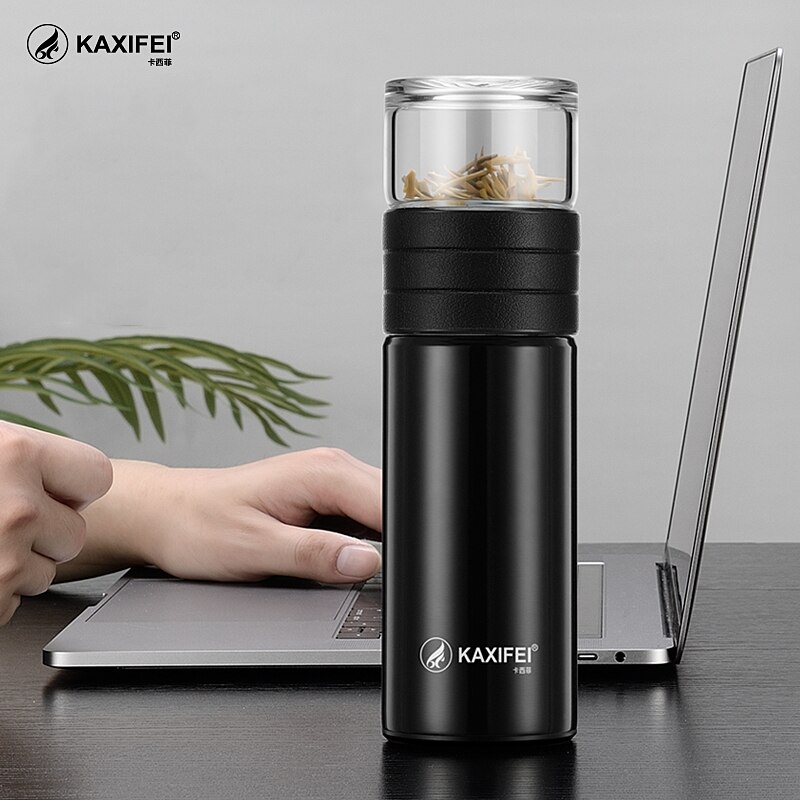 Glass Tea Thermos Vacuum Cup Thermoses Tea Mug Cup Thermos Temperature Display Glass Bottle Tea Infuser Thermal Cup Mug