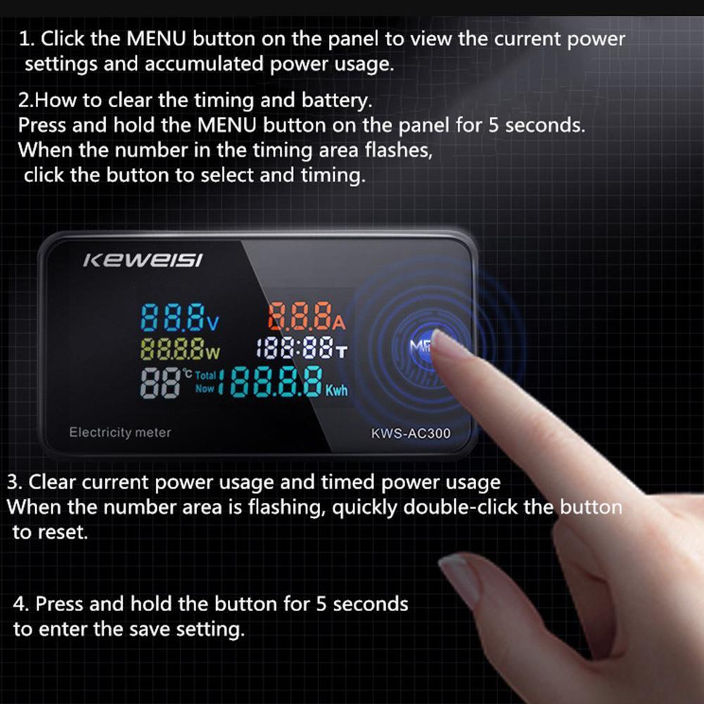 AC 50~300V 100A Digital Electricity Meter Voltmeter Measurement Current Voltage CT With Ammeter Temperature Power Y4J7