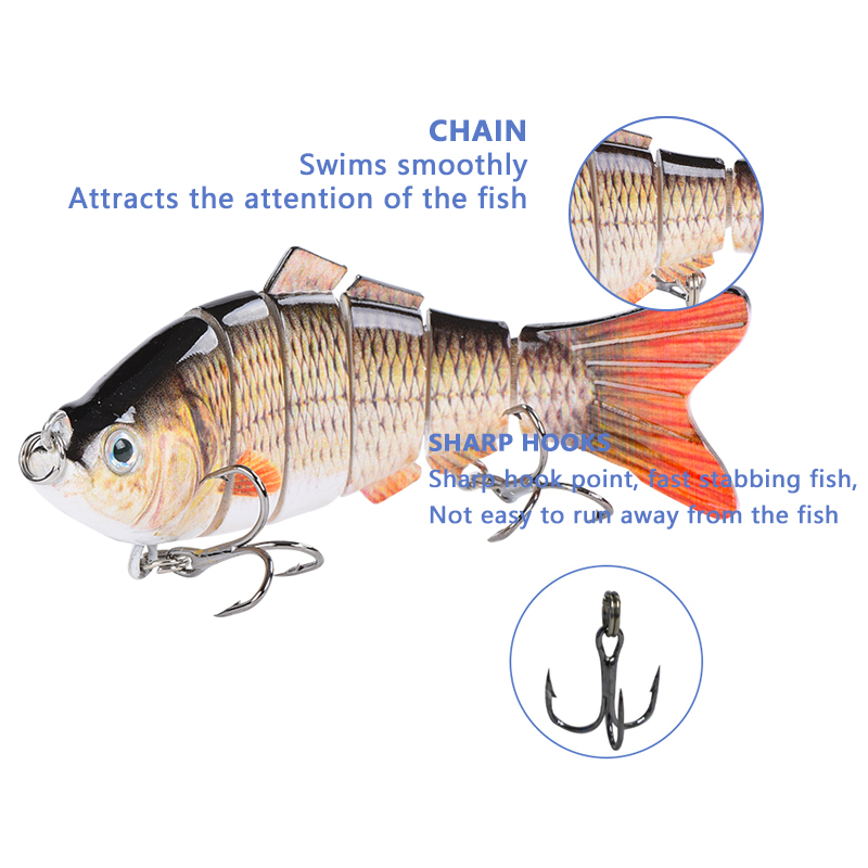 Esche da pesca artificiali dure snodate da 4 pollici a 6 segmenti Crankbait bionico affondamento Wobblers Accessori per la pesca in plastica di cavalla