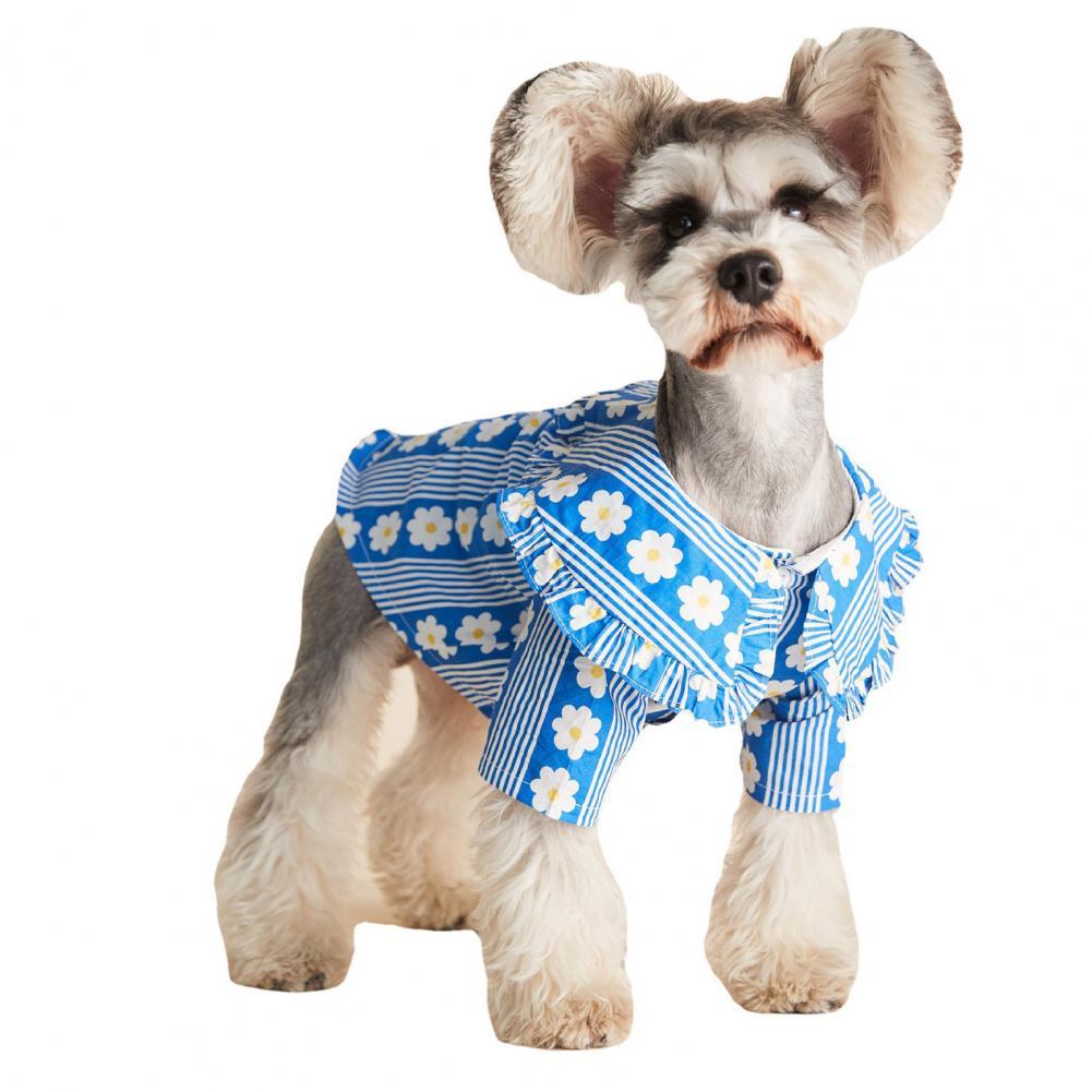 Anti-wear Washable Lovely Flower Pattern Puppy Clothes for Photography: Blauw / L