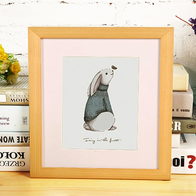 Wooden Nature Square Picture Frame,Plexiglass Include Poster Photo Frames For Wall Hanging Photo Frame 30X30 35X35cm: 5 inch / WHITE