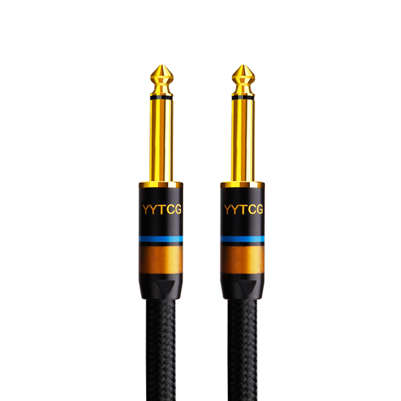 Cable auxiliar para guitarra, conector de Audio de 6,5mm a 6,5mm, 6,5mm, para mezclador de guitarra estéreo, amplificador y altavoz: Negro / 0,75 m
