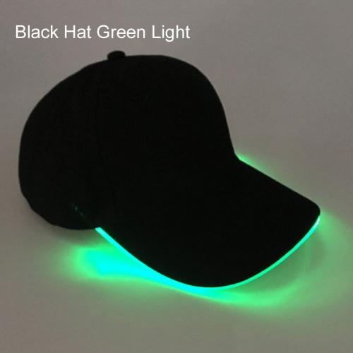 Sombrero Color sólido LED luminoso sombrero de béisbol de Navidad gorra de pico al aire libre ropa accesorio para el sombrero de amigo: Black Green Light