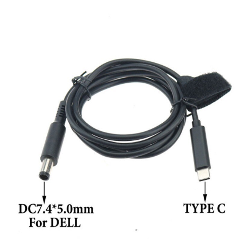 65w usb type-c laptop power adapter charging cable dc jack plug dual e-mark chip converter for hp, lenovo, and dell laptops: 7.4-5.0 for dell