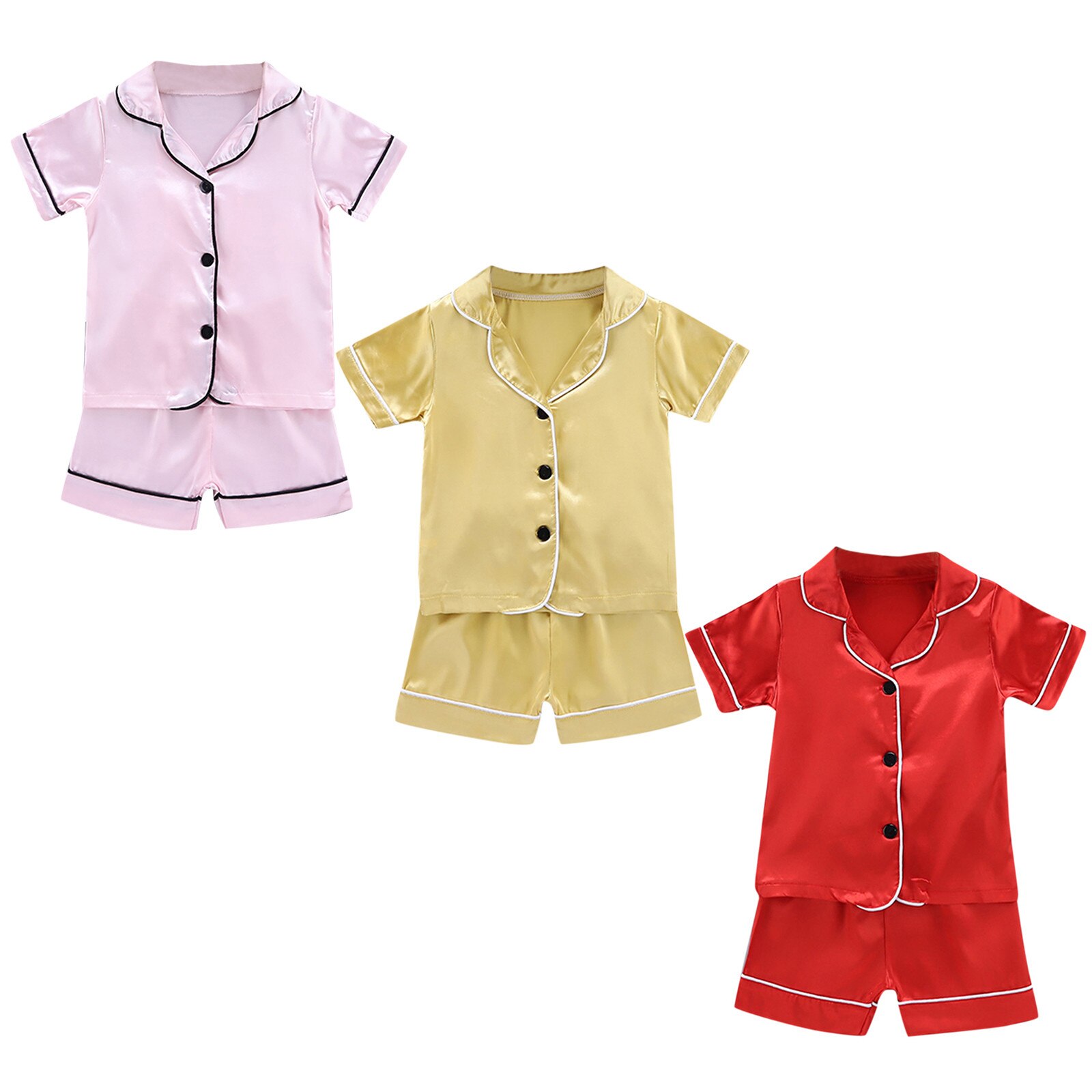 1-6t Summer Pajama Sets For Toddler Kids Baby Boys Girl Solid Pajamas Sleepwear T Shirt Shorts Clothes Set Baby Boy Clothes