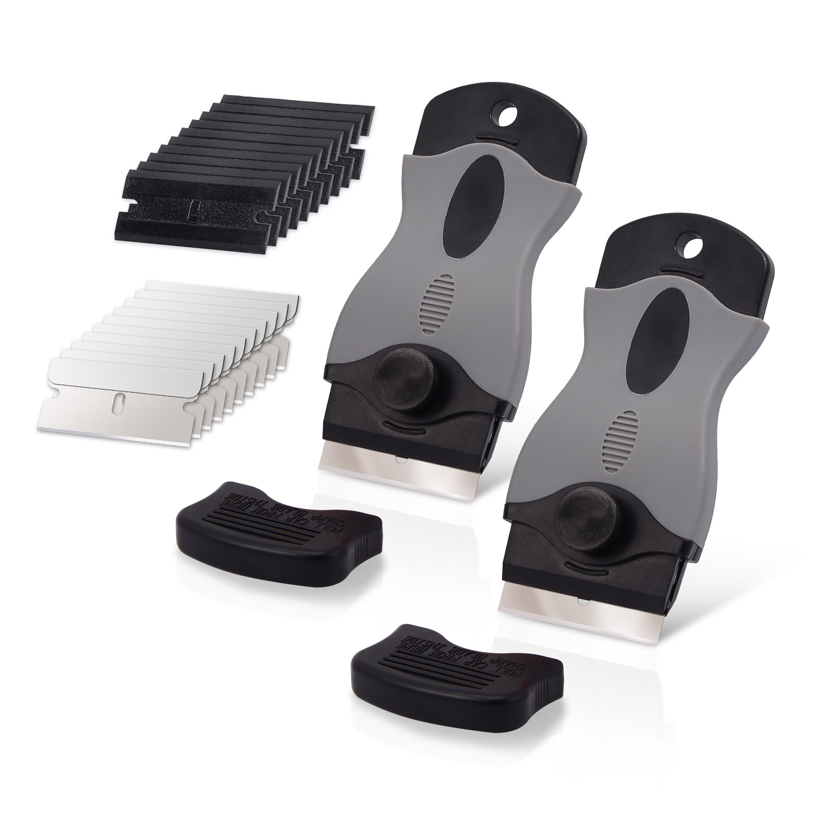 Ehdis 2Pcs Cleaning Wrap Vinyl Zuigmond Met Reservemesjes Glas Lijm Sticker Remover Scheermes Schraper Plastic Window Tint Auto gereedschap: Mixed Grey