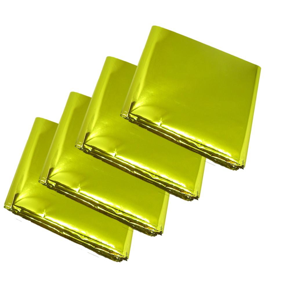 4 Packs Reflective Mylar Film Space Blanket Heat Tent Cover Sheets: Gold160 x210 cm