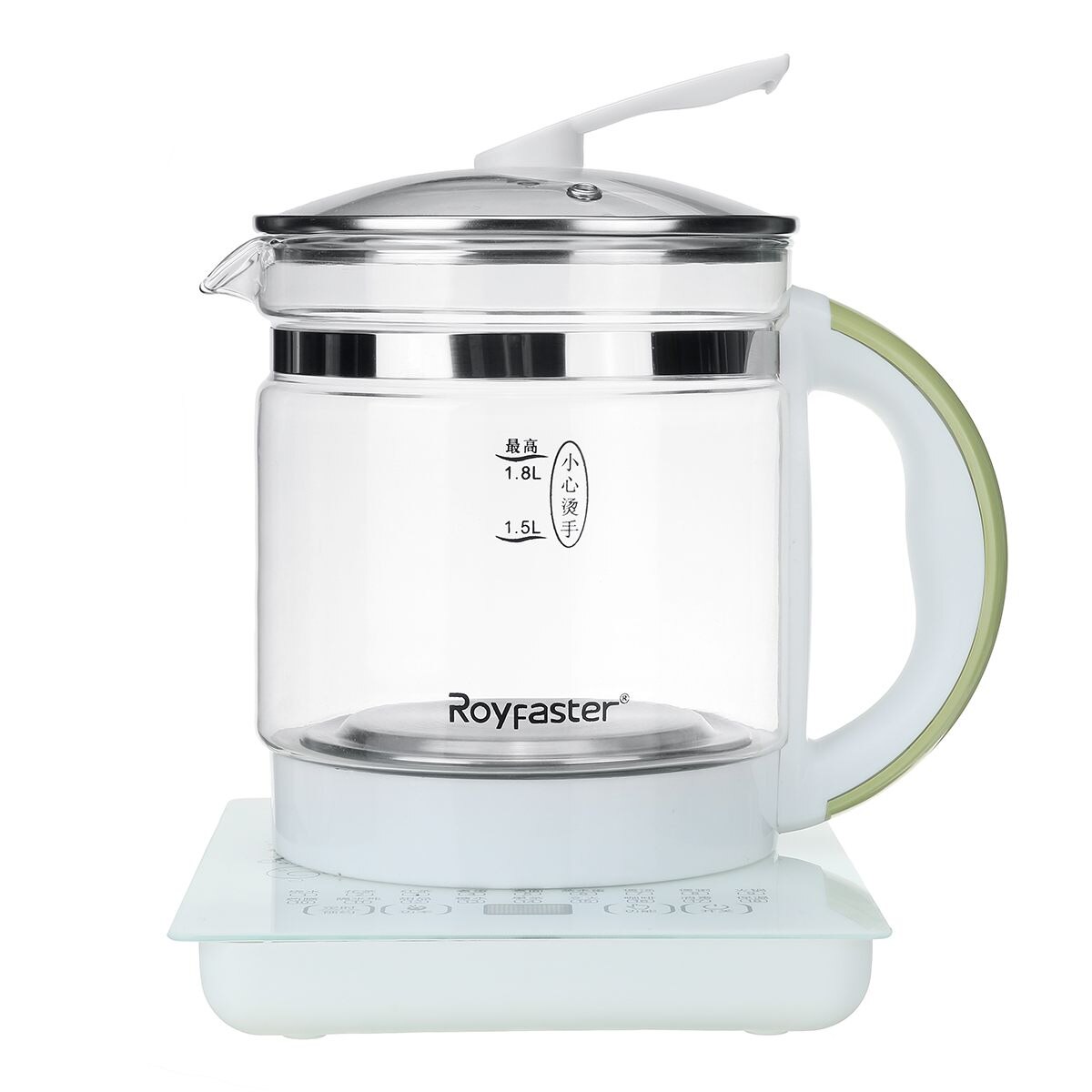 220V Multifunction Electric Kettle 1.8L Mini Glass Health Pot Flower Teapot Porridge Slow Cooker Heating Insulation Kettle: Green