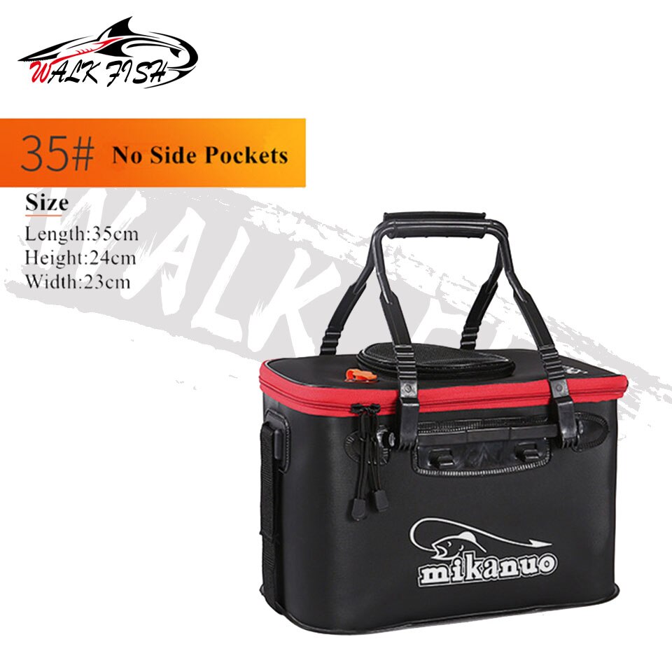 WALK FISH Thicken Fishing Bag Folding EVA Fishing Bucket Portable Live Fish Box Storage Outdoor Waterproof Camping Hiking Bag: 35cm 19L Black