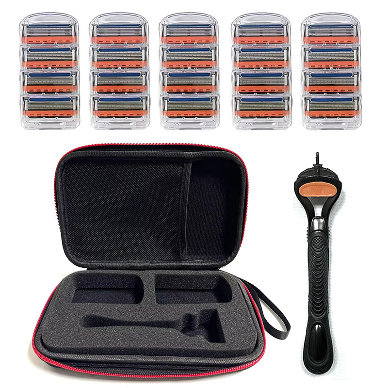 Bindend Scheermes voor Mannen Gezicht Haar Baard Scheren Handmatig Scheerapparaat Cassettes Vervanging Scheerhoofden Vervangbare snijkop Met Zak