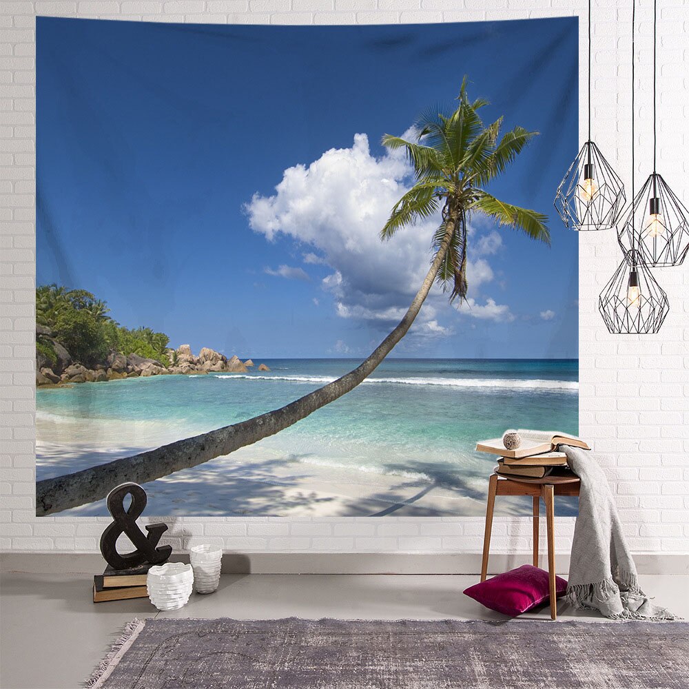 3D plage couverture vague Mandala tenture murale tapisserie paysage marin peinture à l'huile Yoga tapis de couchage Sandbeach voyage Camping tapis