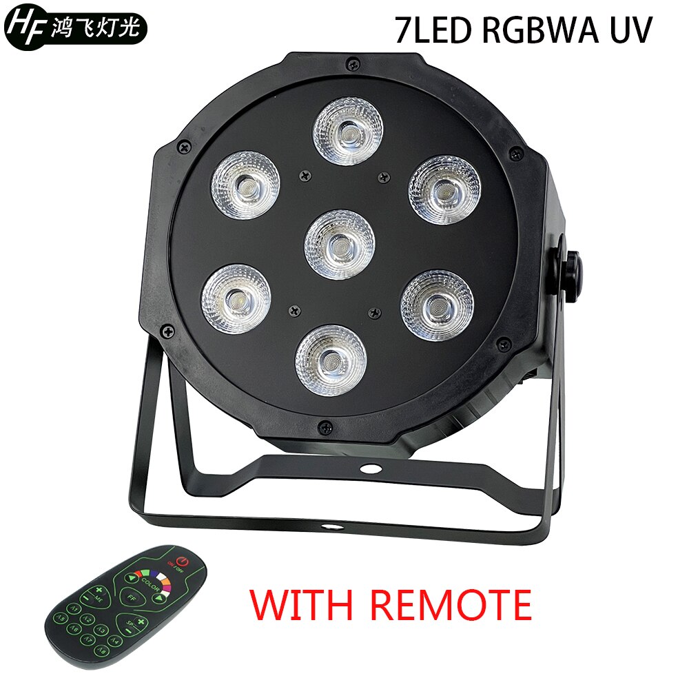 RGBWA UV 6-in-1 Bühne Led Par Licht DMX512 6-Farbe LED Flach Par Licht IN/OUT Stecker Stimme DJ Färben Lichter: 7 LED 6in1 Remote / UK PLUG