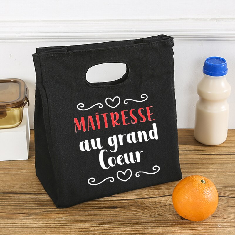 Merci Maîtresse geïsoleerde lunchtas voor dames Koeltas Thermische tas Draagbare lunchbox Zakken Ijspak Tote Voedsel Picknickzakken Cadeau