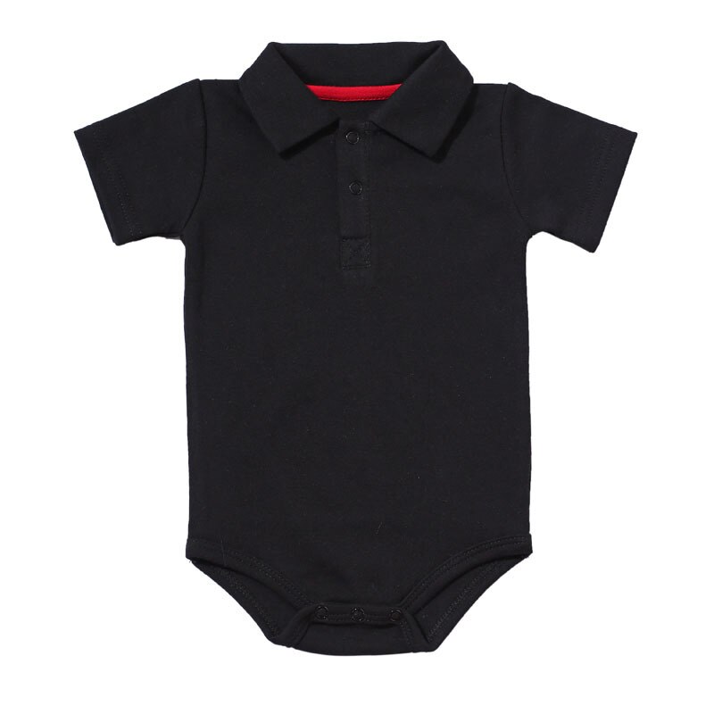 Zomer Baby Boy Kraag Korte Mouw Katoen Driehoek Romper Pasgeboren Baby Kleding: Black