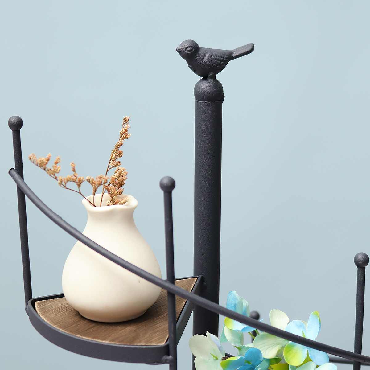 Modern Decorative Iron Plant Rack Stand Plants Succulent shelf 8 layer Stair shape Desktop Garden flower stand + wood plate