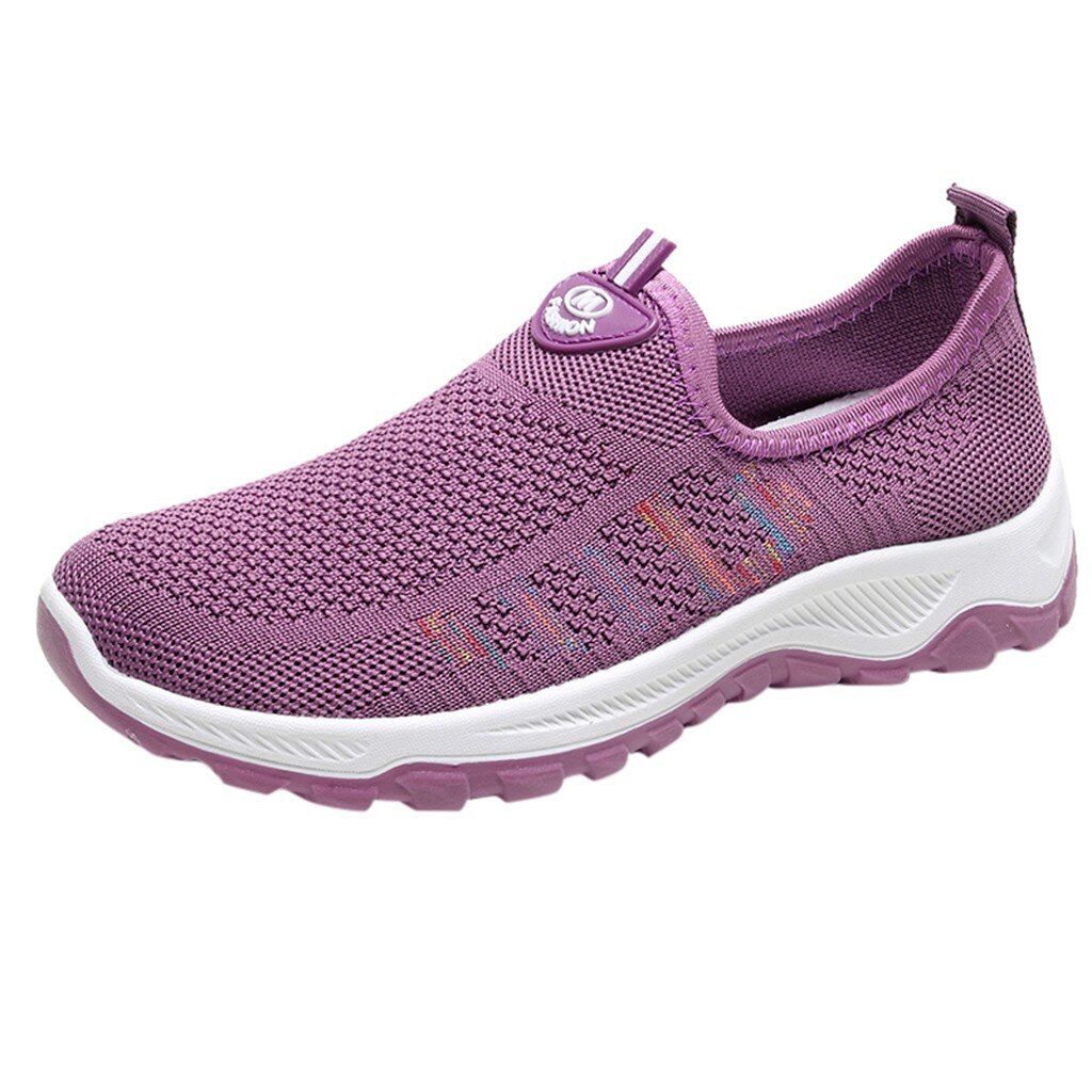 Femmes chaussures de Tennis respirant maille hauteur-augmentant Slip-on femme chaussette chaussures en plein air femmes baskets plates-formes inférieures épaisses: VIOLET / 7.5