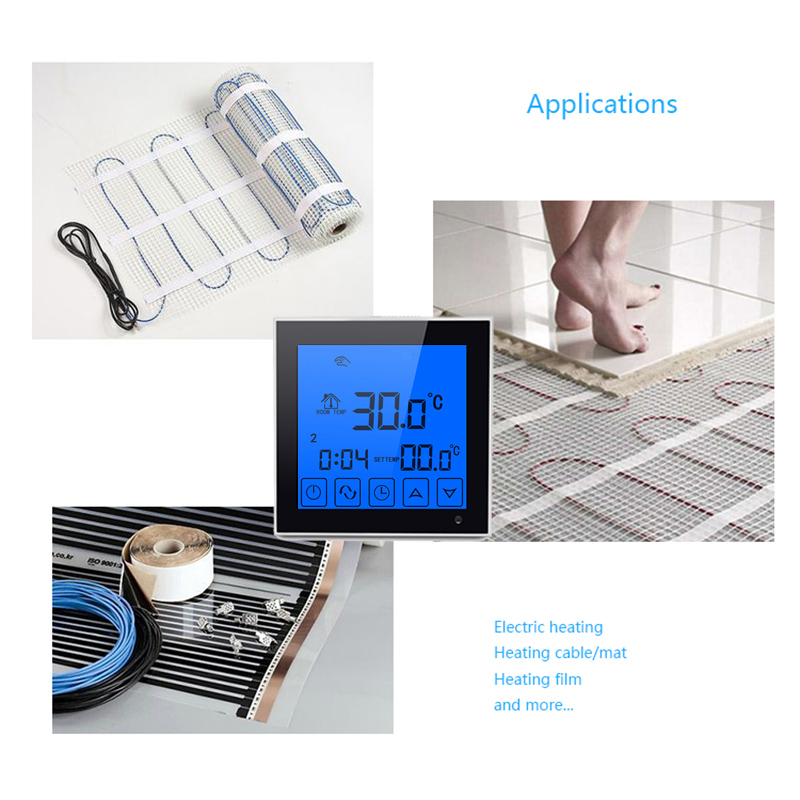 LCD Blue Backlight Touch Screen Room Temperature Controller Digital Electric Thermoregulator Programmable Thermostat