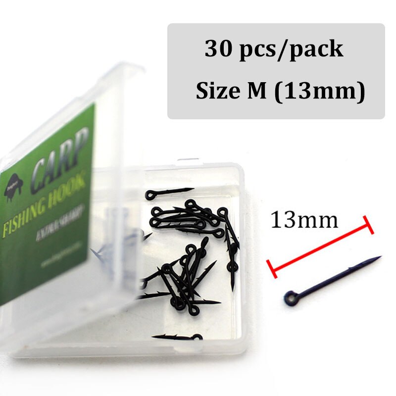 30pcs Carp Fishing Maggot Clip Fishing Bait Ring Hooks Bait Sting Boilie Pin Spike Live Bait Lure Hook Carp Chod Hair Rig Tackle: 30pcs - M