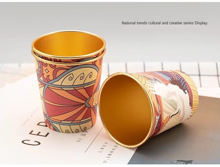 Taza de papel de aluminio dorado de 50 piezas para uso doméstico y comercial, vaso desechable de alta gama, vaso grueso para agua, té, café, leche y