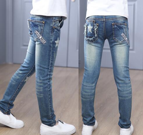 4 6 8 10 12 anos bebê menina jeans moda primavera/outono meninas calças de brim crianças roupas menina algodão casual lápis