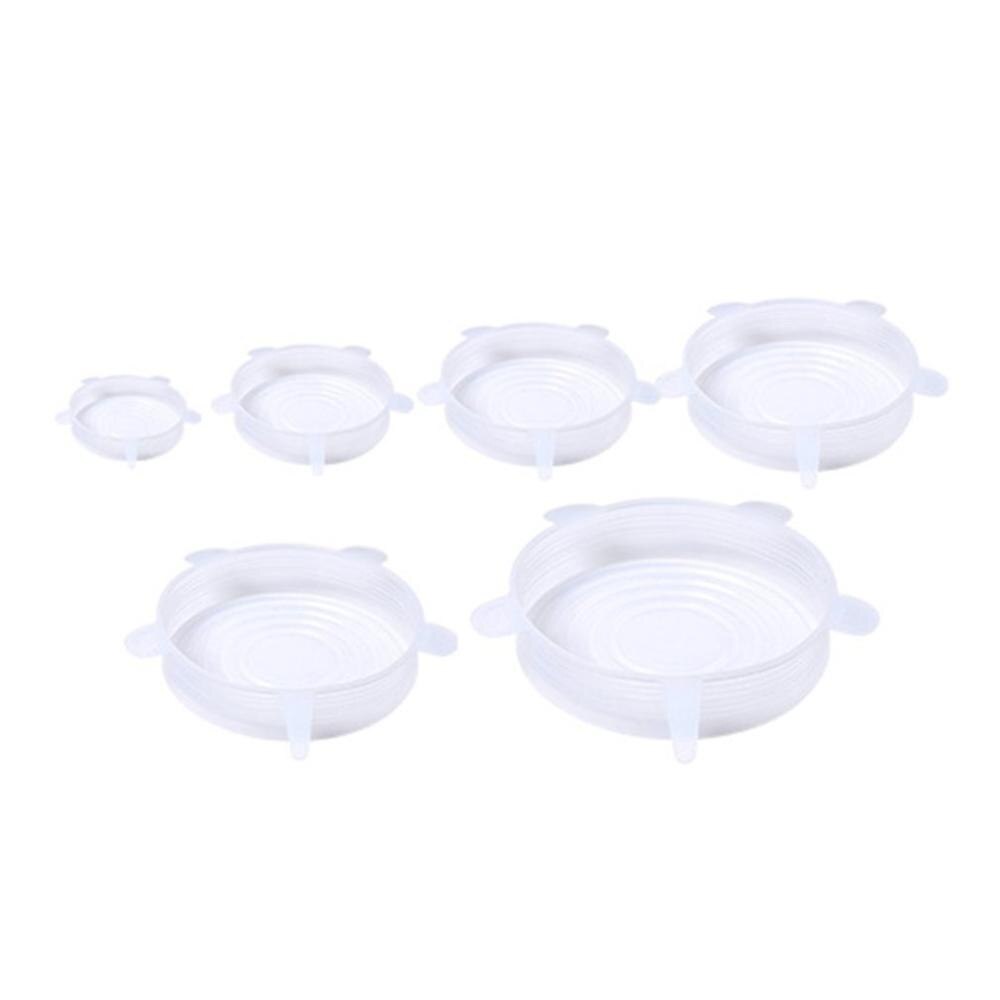 Kitchen Silicone Stretch Lids Silicone Durable Food Saver Covers Stretchable Silicone Food Saver Mixing Bowls Covers 6 Pieces: White