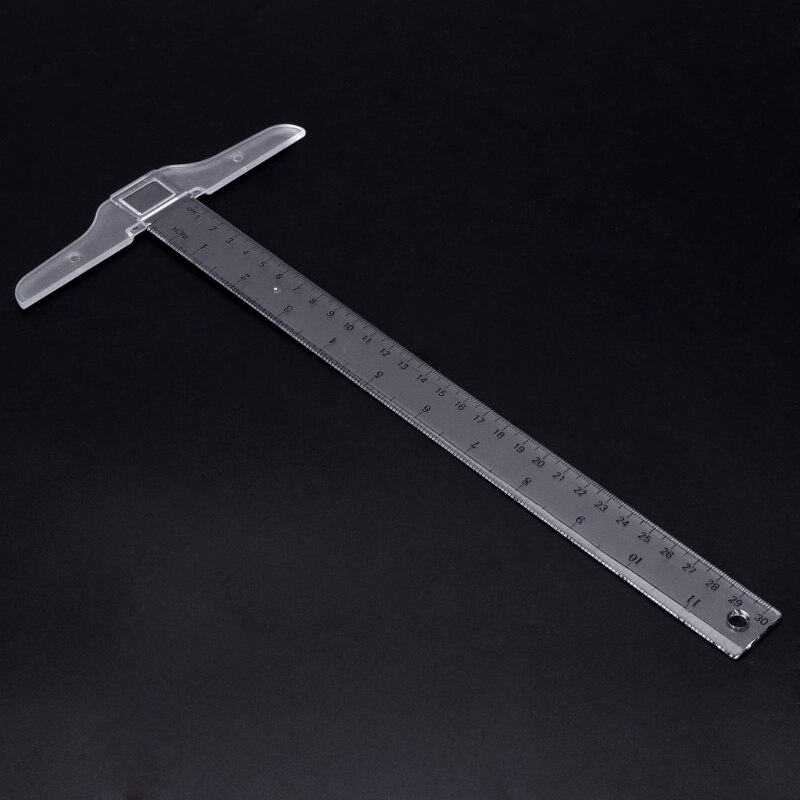 30cm/12\ " plast t-kvadrat metrisk lineal cm/tommer dobbelt side skala måleværktøj wxtc