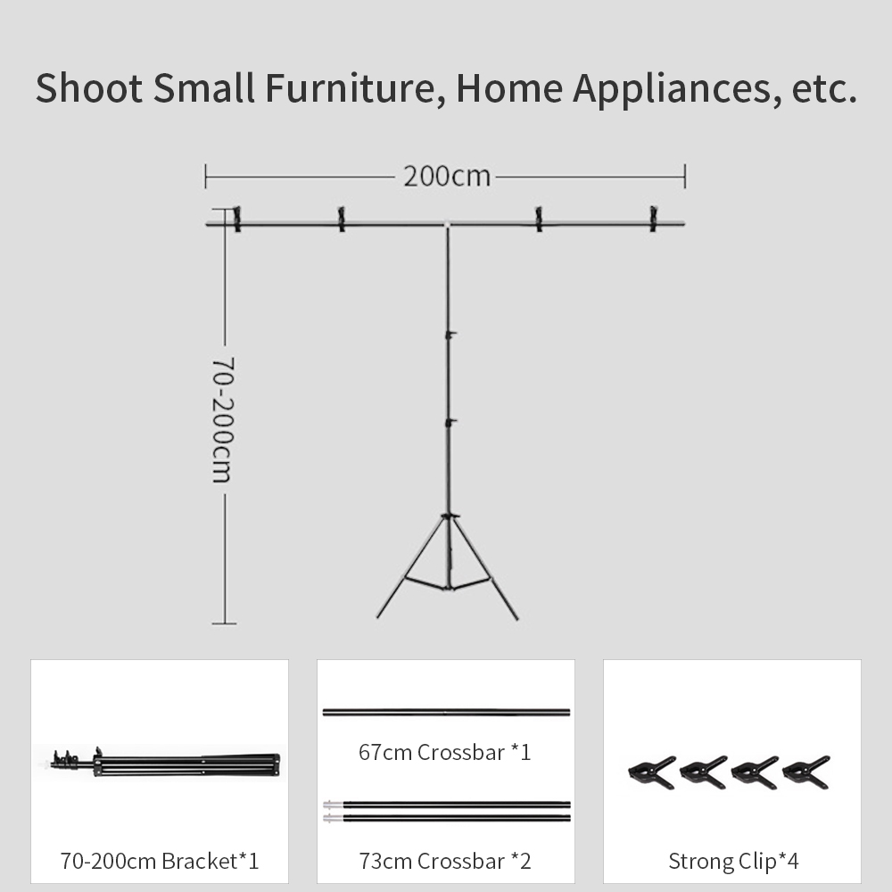 T-Shape Photography Background Frame Holder Photo Backdrop Stands Support System Stands With Clip Clamps For Video Photo Studio: Light Blue