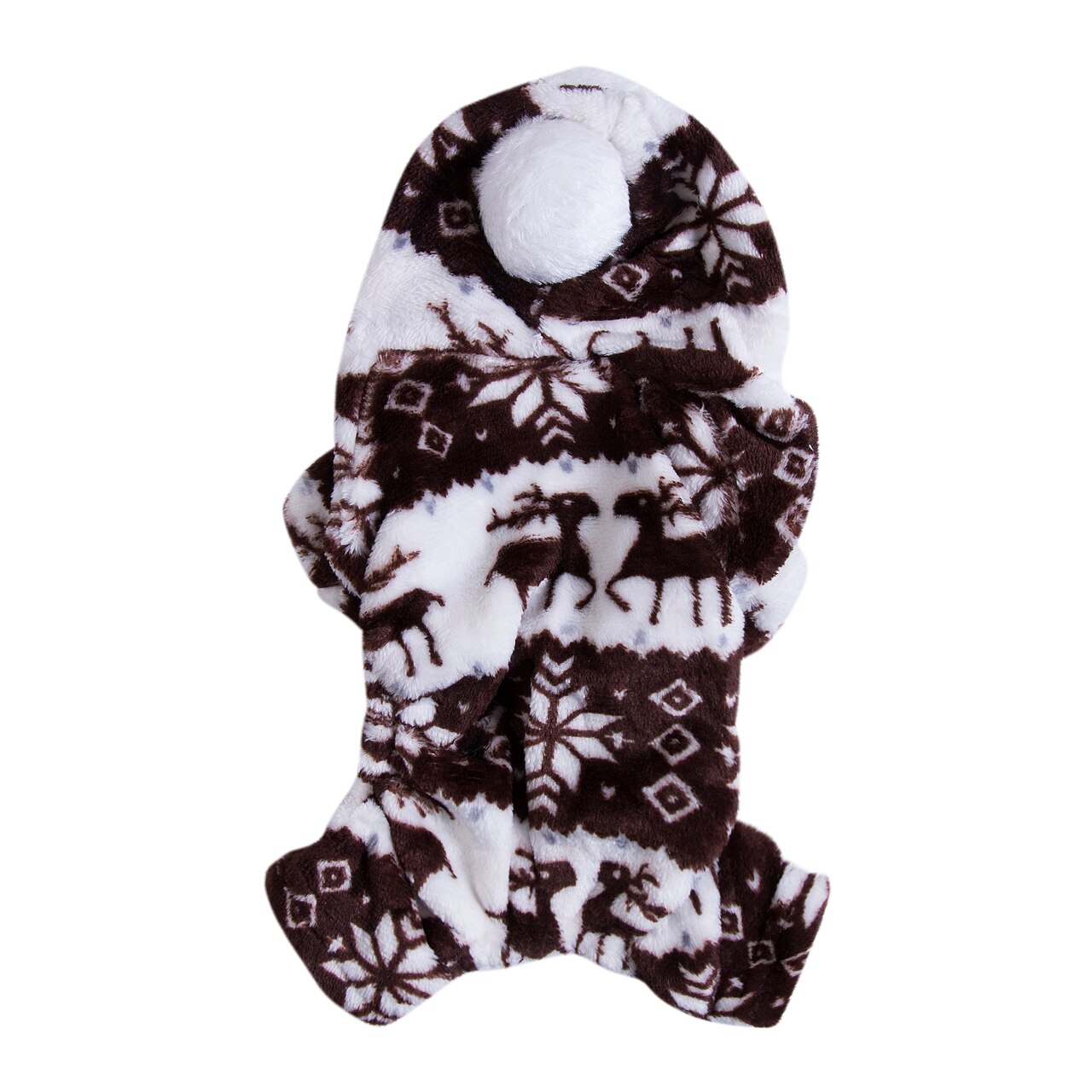 Winter Warm Hond Jumpsuits Pluche Rompertjes Pyjama Zachte Katoen Kleine Honden Kleding: brown / S