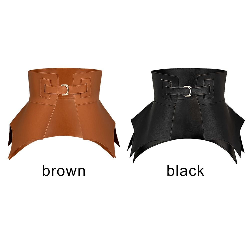 Cinturones irregulares de cuero Pu para mujer, falda larga y ancha de estilo Punk, abrigo de vestir, cinturilla elástica, corsé negro y marrón a la , 1 unidad