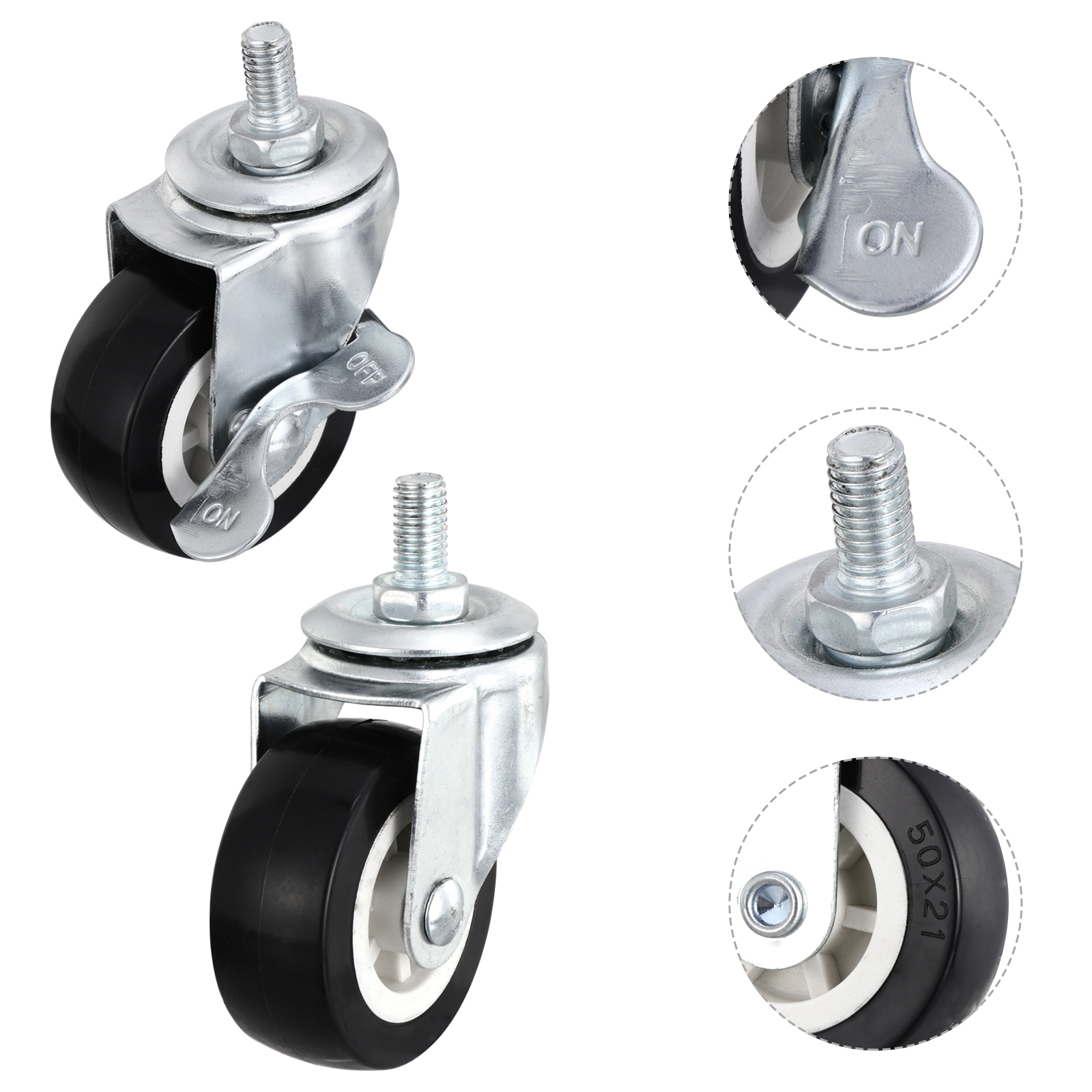 4Pcs Heavy Duty 2 Inch Zwenkwiel Wielen Geruisloze Industriële Wielen