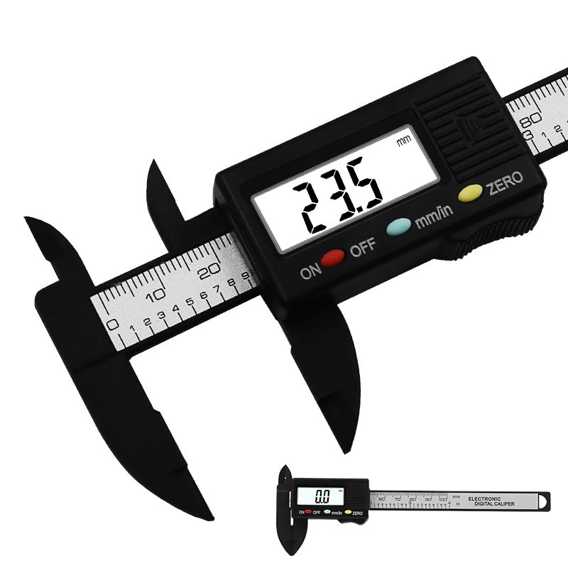 0-100mm/0,1mm Elektronische Digital Sattel Kohlenstoff Fiber Verbundstoffe mm & Zoll Messschieber Sauerei Werkzeuge digitale Herrscher spiegel