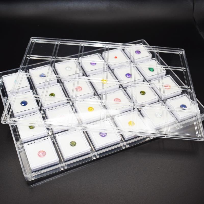 Présentoir de pierres précieuses pour bijoux, boîte de rangement, pot de pierres précieuses, vitrine, plateau avec couvercle, support de diamant en vrac, conteneur organisateur Transparent