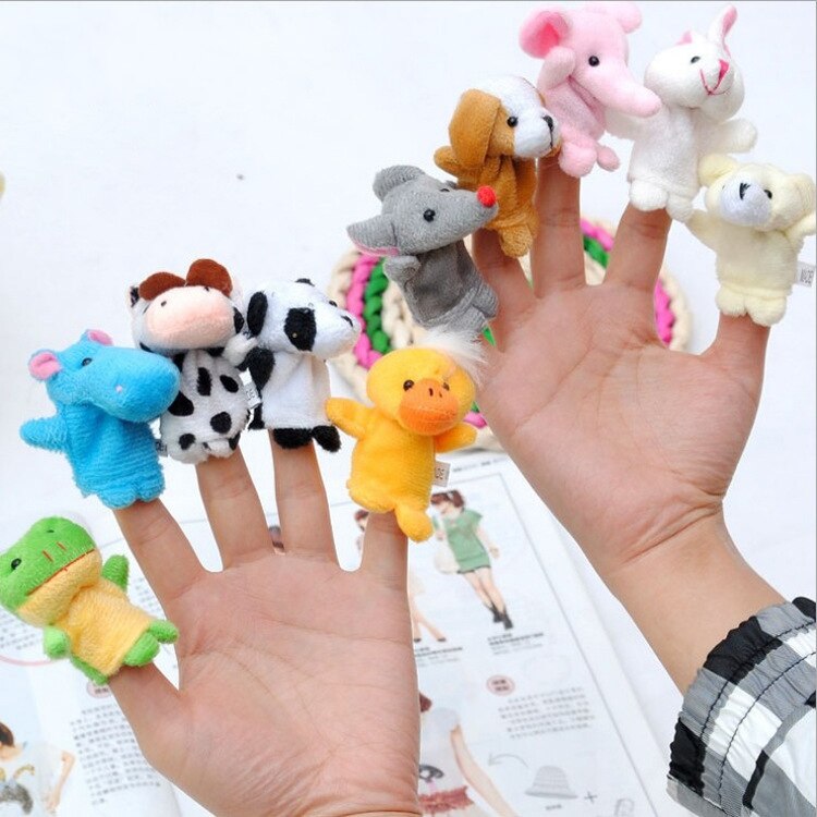 10 st tecknad djur sammet finger docka finger leksak finger docka baby duk pedagogisk hand
