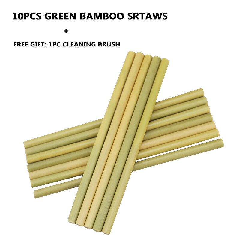10 Stks/partij Natuurlijke Bamboe Rietje Herbruikbare Bar Bamboe Rietjes Set Travelling Stro Set Met Borstel Cane Rietjes