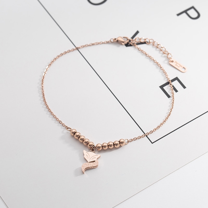 YUN RUO Rose Gold Farbe Fußkettchen Glück Fuchs Kette Frau 316 L Edelstahl Schmuck oben Nicht Verblassen neue