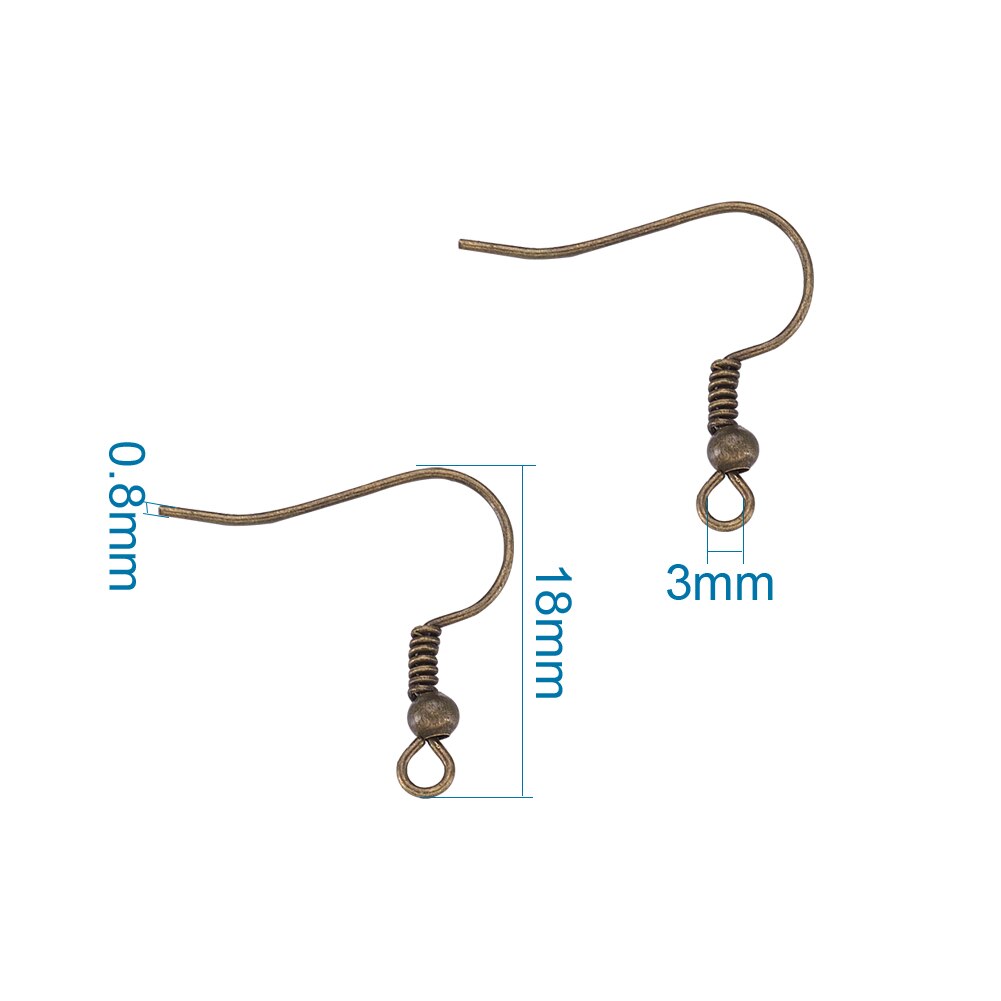 100pcs Golden/Antique Bronze Iron Ear Wires Hooks Earring Hooks Eardrop Settings Base Supplies Nickel Free for Jewelry Findings