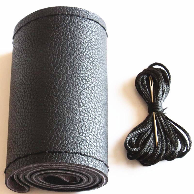 DIY Stuurwiel Covers Extreem Zacht Leer Vlecht op de Stuurwiel van Auto Met Naald en Draad Interieur accessoires: Black Line