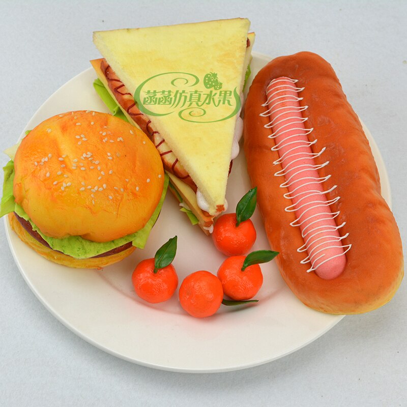 Simulering brød sandwich hamburger hund restaurant model dekoration forsyninger møbler artikler kunsthåndværk mad legetøj