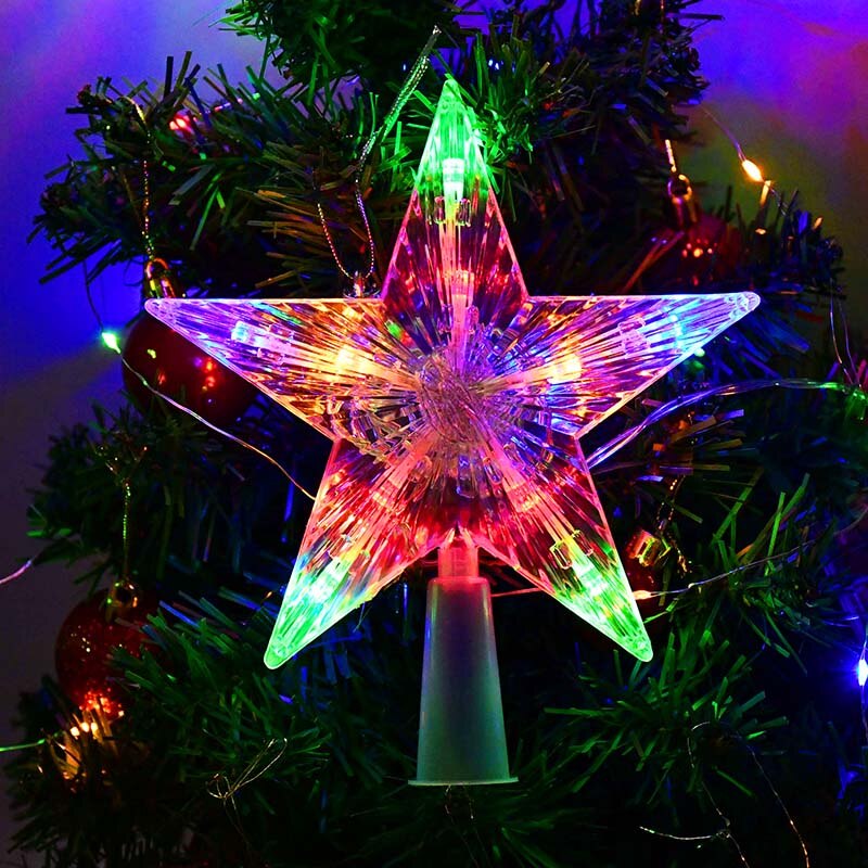 1 st 18/24.5cm julgran topp stjärna led ljus dekoration jul taklampa hem nattlampa dekor jul navidad