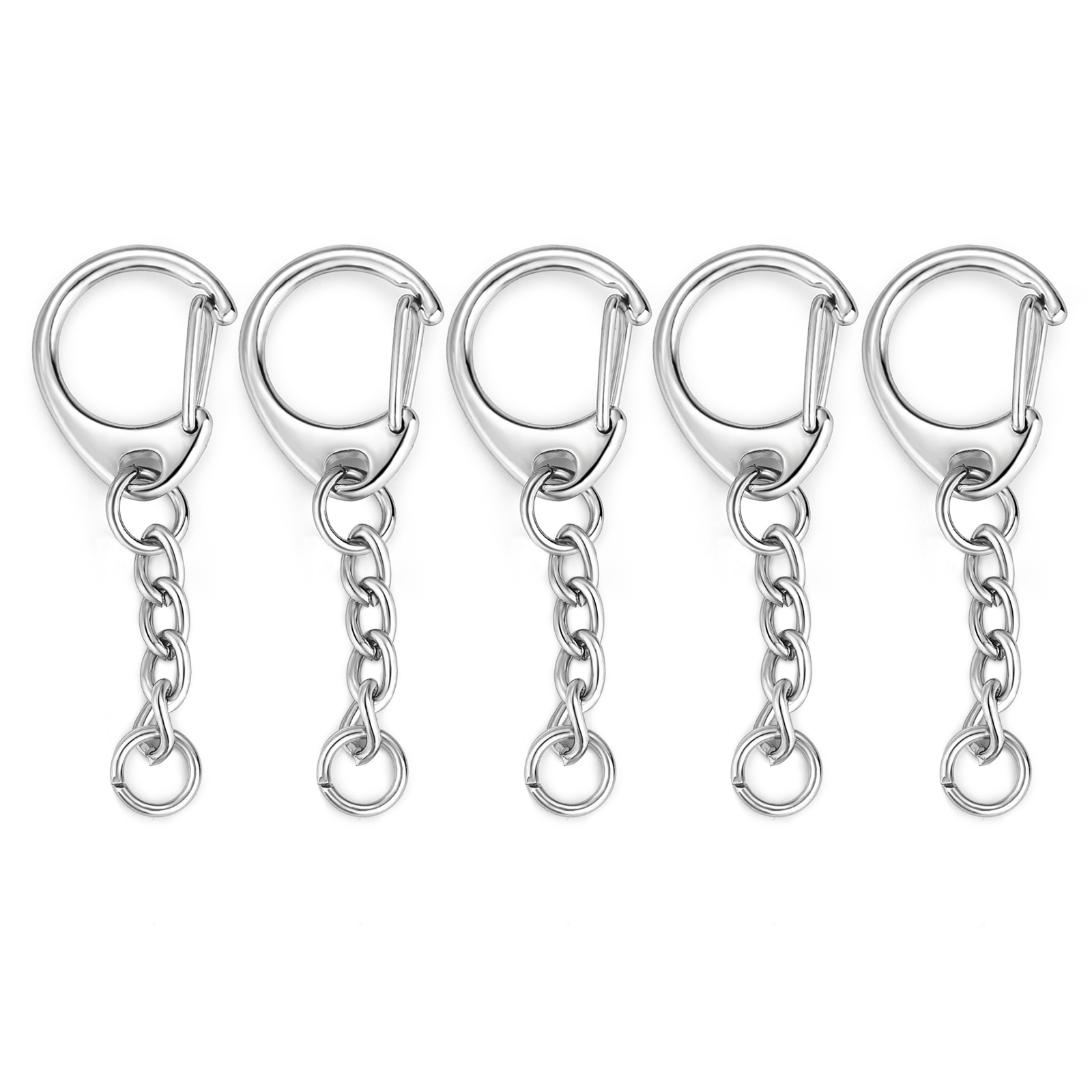 5/10 Stuks Karabijn Sleutelhanger Sleutelhanger C Vorm Sluitingen Connector Haak Voor Diy Sieraden Maken Vinden Sleutelhanger accessoires: S / WIT