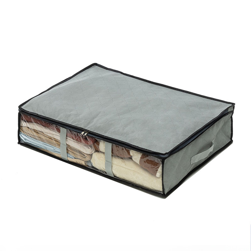 40L Underbed Storage Bag Foldable Quilt Clothes Storage Bag Large Capacity Dustproof Toys Bags Moisture Dust Proof Organizer: GRAY