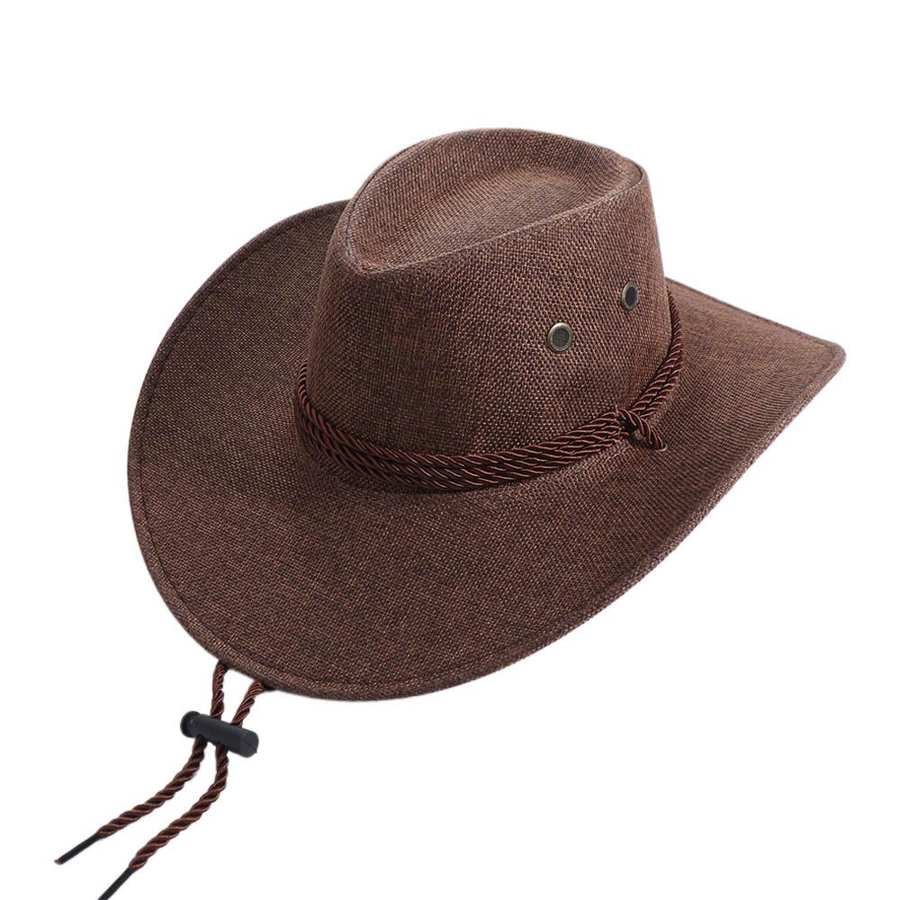 Linen Western Cowboy Hat Beach Cap Climbing Hat Summer Sun Hat Outdoor Visor Cap Cycling Cap Beach Sunscreen Cap Summer: Red