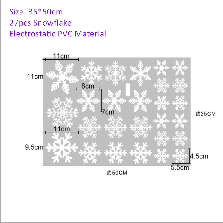 27 stuks Sneeuwvlok Venster Sticker Kinderkamer Muur Decor Kerst Wall Stickers Decoraties voor Thuis Nieuwjaar: Default Title